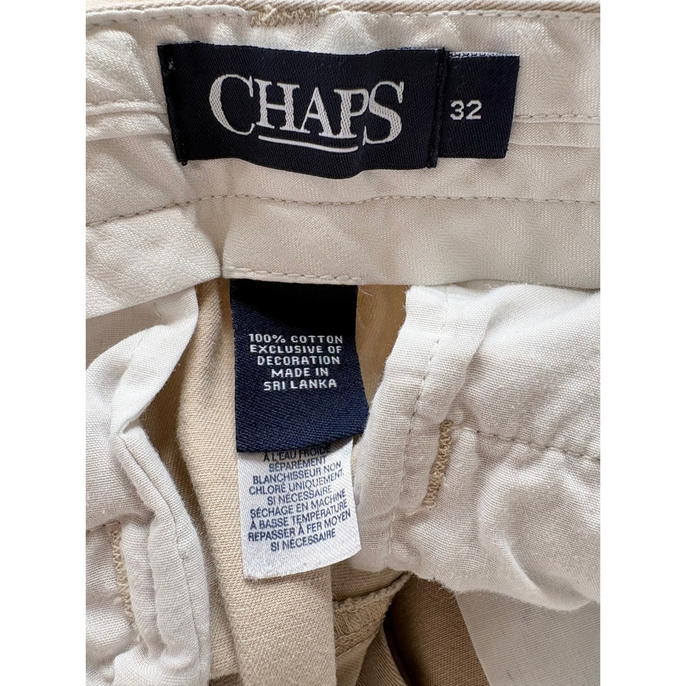 Chaps‎ Chino Shorts Tan Khaki Pineapple Embroidered Cotton Mens Size 32 - Picture 4 of 8